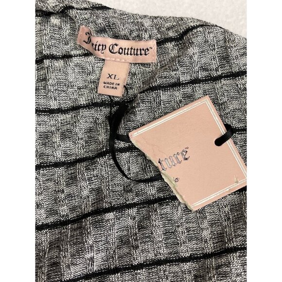 Juicy Couture Women's Top Shirt One Shoulder Ruffle Grey Black Stripe XL NEW - Picture 6 of 7